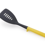 Duo Slotted Turner with integrated tool rest, Hygienic Cooking Kitchen Utensil for use with non-stick cookware, Light Yellow