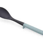 Duo Solid Spoon with integrated tool rest, Hygienic Cooking Kitchen Utensil for use with non-stick cookware, Opal