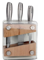 6 Pieces Knife Set with Stand, Stainless Steel, Chef Knife, Bread Knife, Stand, Multi-Purpose Knife