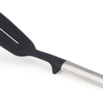 Elevate Silicone Slotted Turner, BPA Free, Heat Resistant Non Stick Kitchen Utensil, Weighted Stainless Steel Handle, Black