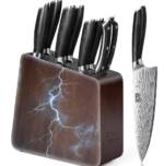 8 Pieces Knife Set with Magnetic Block, Ultra Sharp Powder Steel Knife Block Set, Professional Chef Knife Sets with Ergonomic Handle & Knife Sharpener