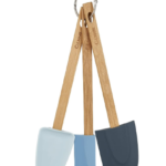 3 Piece Spatula Set, Sustainable Bamboo/Silicone, (L) 280 mm x (W) 65 mm, Kitchen Utensils/Tools, Heat Resistant Silicone, Includes 3 x Cooking Spatulas, Not Dishwasher Safe