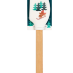 Festive Print Design Silicone Spatula with Bamboo Handle, Pefect for Baking and Food Preparation