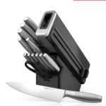 14-Piece Stainless Steel Knife Set, Charcoal Wood Block & Built-In Sharpener