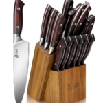 itchen Knife Set, 16-Piece Knife Sets for Kitchen with Block Japanese Stainless Steel Knives Set with Sharpener Ultra Sharp Professional Chef Knife Set with Ergonomic Handle for Cutting