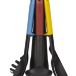 Elevate - Kitchen tools & gadgets Carousel 6-Piece Utensil Set with rotating stand, Ergonomic silicone handles, non stick head- Blue Multicolour