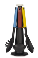 Elevate - Kitchen tools & gadgets Carousel 6-Piece Utensil Set with rotating stand, Ergonomic silicone handles, non stick head- Blue Multicolour