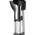 Elevate Fusion 3-Piece Silcone Kitchen Utensil Compact Stand, BPA Free, Heat Resistant, Non Stick Utensil Set, Weighted Stainless Steel Handles