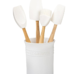 Silicone Craft Series Utensil Set with Stoneware Crock, 5 pc., White