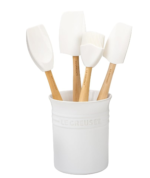 Silicone Craft Series Utensil Set with Stoneware Crock, 5 pc., White