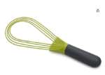 Twist Whisk- 2 in 1 - flat and balloon whisk - Suitable for non-stick cookware, Silicone, Grey / Green