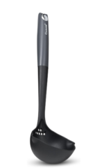 Soup Ladle with Two Pouring Spouts, Heat Resistant, Integrated Herb Stripper, Serving Spoon for Soup, Stews, Sauces, Non-Stick Safe Cooking Tool