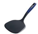 Pancake Turner with Flattened Edges, Extra Large Spatula, Soft-Touch Handle, Making & Serving Pancakes Crêpes, Suitable for Coated Pans, Dimensions: 34x15x6cm, Colour: Dark Blue, Grey