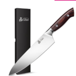 Kitchen Knife, Meat and Vegetable Cleaver, Japanese Steel, Black, Blade Cover Included, 15 cm (6")