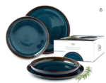 Crafted Denim, 4-Piece Dinner Set, Premium Porcelain, Turquoise