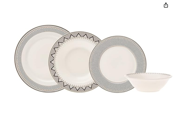 image16-2.png Porcelain Dinner Set for 6 People - 24-Piece Crockery Set with Plates and Bowls Set, Round Dinnerware Set & White Gold Dinner Set - Image 1