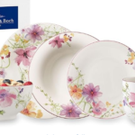 Mariefleur Starter Set 10-Piece Colored, Dishwasher Safe, Microwave Safe, Dinnerware Set, Crockery Dinner Set, Floral Plates Set Dining, Floral Dinner Service, Premium Porcelain