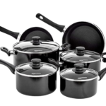 Premier Professional Induction Hob Pan Set of 5 - Non Stick Pots and Pans Set with Glass Lids & Soft Grip Handles, Dishwasher Safe Saucepan Set, Black
