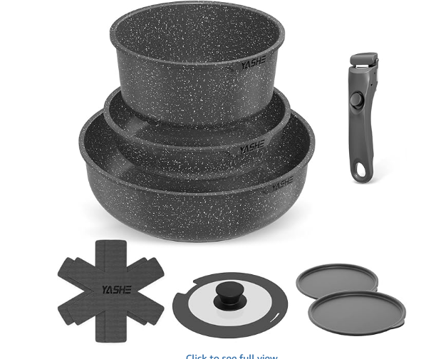 image26.png 20-Piece Pots and Pans Sets with Removable Handles, Non-Stick Cookware Set, Stackable Granite Pots and Pans with Glass Lids, Space-Saving for Campervans - Image 1