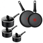 9 Piece Pots and Pans Sets with Removable Handles, Non-Stick Cookware Set, Granite Induction Cookwar, Stackable, Easy to Clean, PFOA-Free