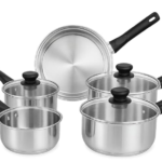 Titanium Stone Induction Non-Stick 5pc Set: Saucepan 16/18/20 + lids, Frying pan 24/28cm, High-Performance Non-Stick Coating, Metal Safe, All Hobs Including Induction