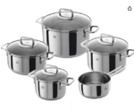 3-Piece Stainless Steel Space Saving Induction Cookware Set - Casserole with Stackable Lid, Soft Touch Handle - 16/20/24 cm, 14.56 inches