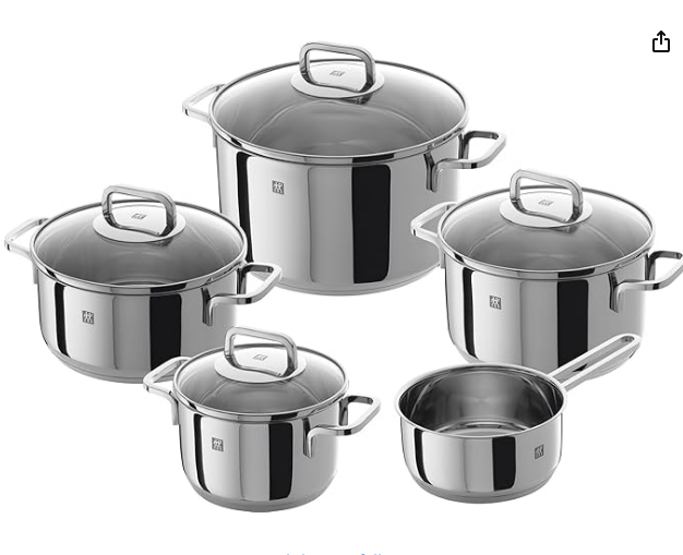 image32.png 3-Piece Stainless Steel Space Saving Induction Cookware Set - Casserole with Stackable Lid, Soft Touch Handle - 16/20/24 cm, 14.56 inches - Image 1