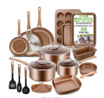 8 PCS Carbon Steel Black Cookware Set Non-Stick Saucepan with Lid Pot Home Kitchen Chef Healthy Food Cooker | Milk & Saute Pan | 14/16/18/20/24cm | Housewarming Gifts